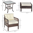 Ensemble de 5 fauteuils de jardin Outsunny en rotin synthétique avec coussins zippés confortables et structure résistante aux intempéries