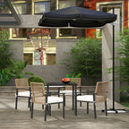 Ensemble de salle à manger de patio Outsunny 5 pièces, table et chaises d'extérieur avec coussins, ensemble de salle à manger en osier avec trou pour parasol - N/A