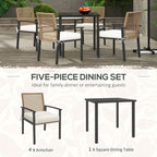 Ensemble de salle à manger de patio Outsunny 5 pièces, table et chaises d'extérieur avec coussins, ensemble de salle à manger en osier avec trou pour parasol - N/A