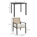 Ensemble de salle à manger de patio Outsunny 5 pièces, table et chaises d'extérieur avec coussins, ensemble de salle à manger en osier avec trou pour parasol - N/A