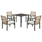 Ensemble de salle à manger de patio Outsunny 5 pièces, table et chaises d'extérieur avec coussins, ensemble de salle à manger en osier avec trou pour parasol - N/A