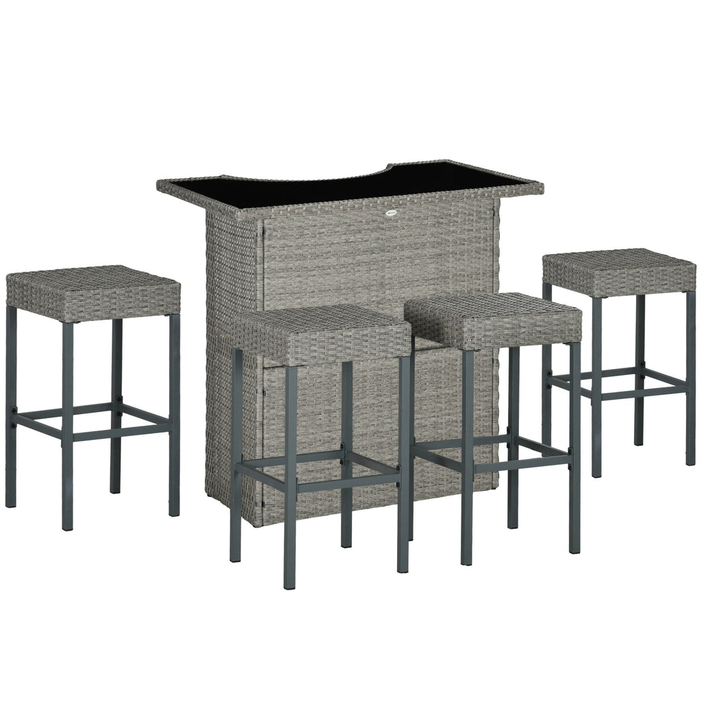 Ensemble de bar Outsunny 5 pièces en rotin et osier, table et chaises d'extérieur hautes, ensemble de patio hauteur bar