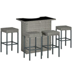 Ensemble de bar Outsunny 5 pièces en rotin et osier, table et chaises d'extérieur hautes, ensemble de patio hauteur bar