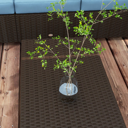 Ensemble de meubles de jardin Outsunny 5 pièces en osier avec coussins épais et rembourrés, canapé sectionnel d'extérieur en rotin PE