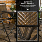 Ensemble de salle à manger de jardin Outsunny 5 pièces en osier, table et chaises d'extérieur pliables, ensemble de salle à manger en osier avec trou pour parasol