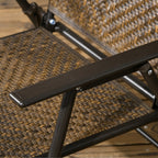 Ensemble de salle à manger de jardin Outsunny 5 pièces en osier, table et chaises d'extérieur pliables, ensemble de salle à manger en osier avec trou pour parasol