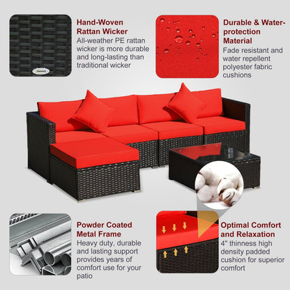 Ensemble de meubles de jardin Outsunny 6 pièces en rotin avec coussins en coton confortables et housses amovibles