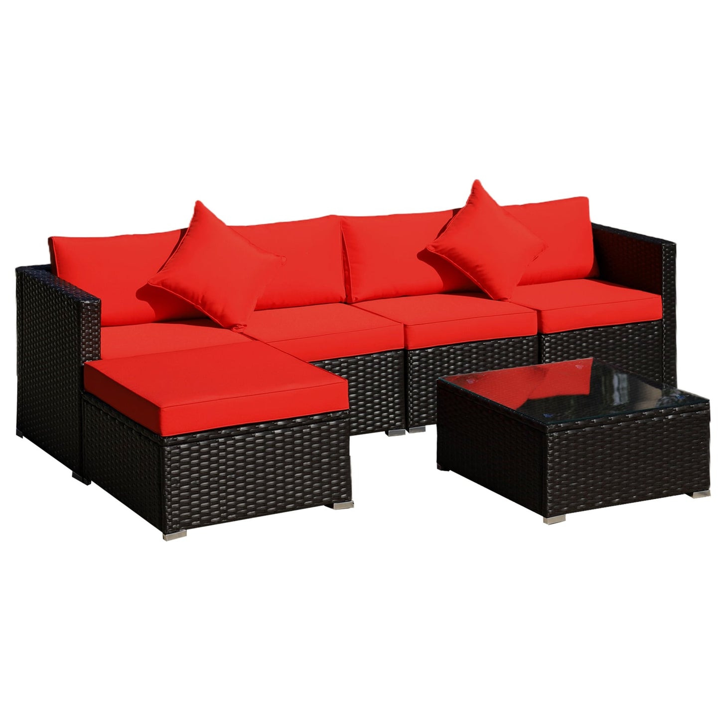 Ensemble de meubles de jardin Outsunny 6 pièces en rotin avec coussins en coton confortables et housses amovibles