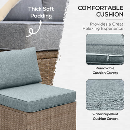 Ensemble de meubles de jardin Outsunny 6 pièces en rotin avec coussins en coton confortables et housses amovibles