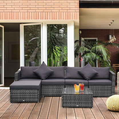 Ensemble de meubles de jardin Outsunny 6 pièces en rotin avec coussins en coton confortables et housses amovibles