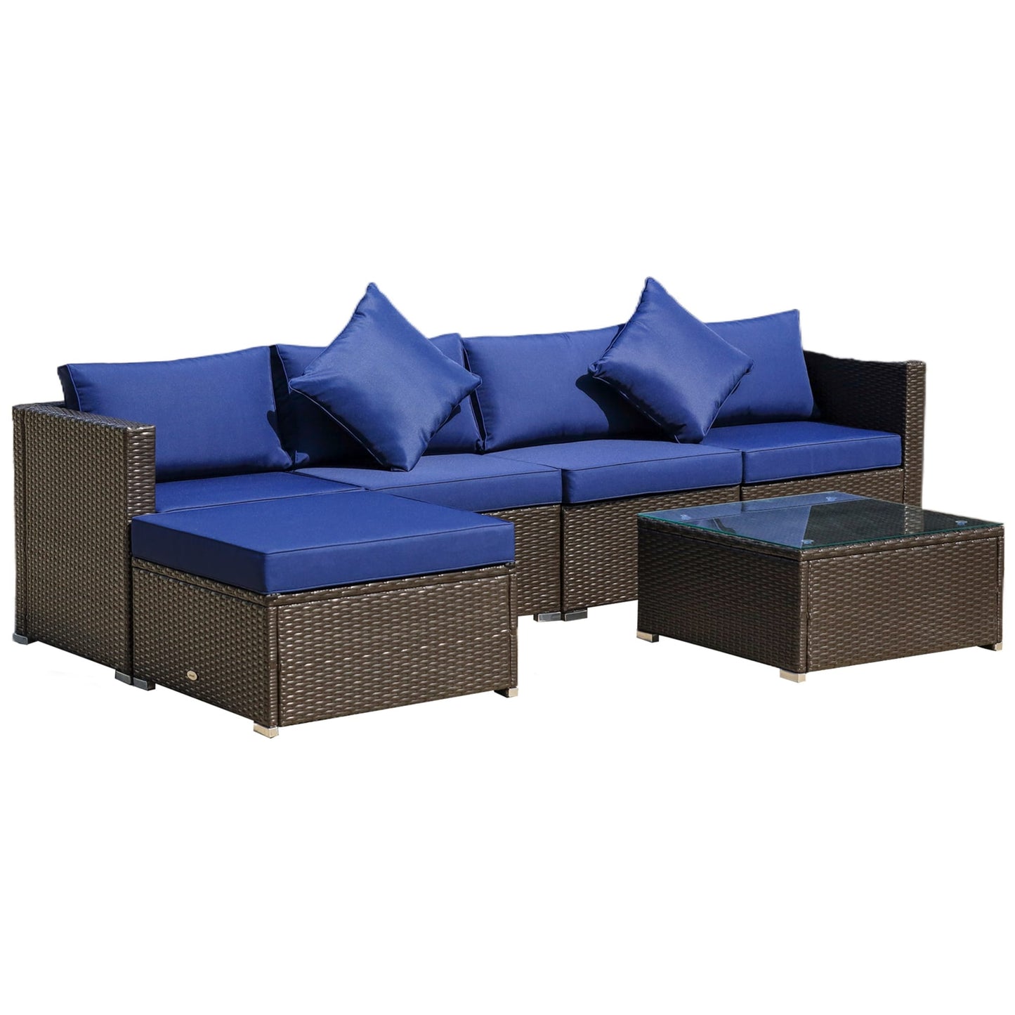 Ensemble de meubles de jardin Outsunny 6 pièces en rotin avec coussins en coton confortables et housses amovibles
