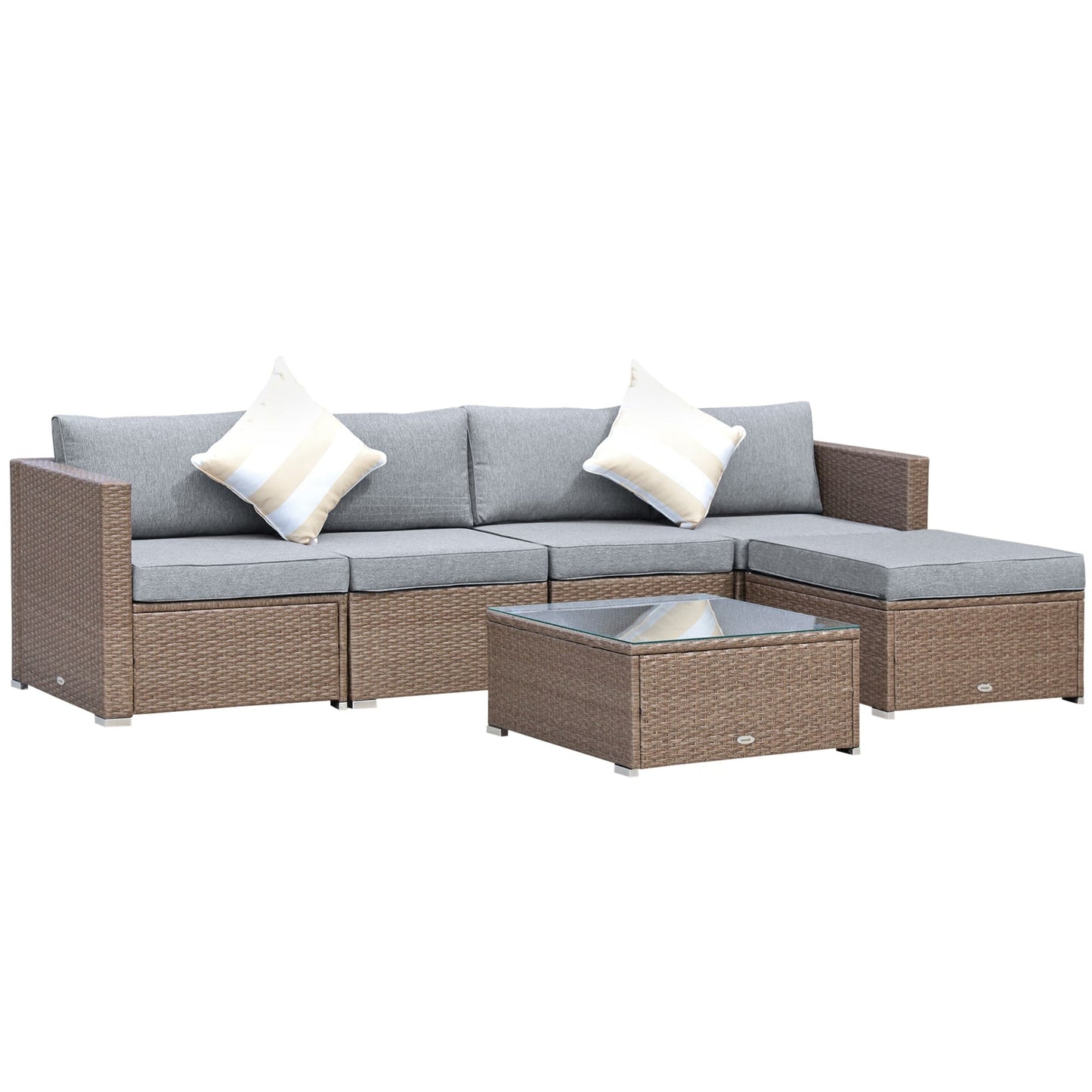 Ensemble de meubles de jardin Outsunny 6 pièces en rotin avec coussins en coton confortables et housses amovibles