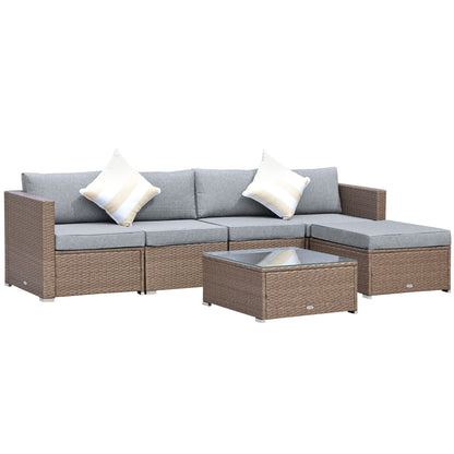 Ensemble de meubles de jardin Outsunny 6 pièces en rotin avec coussins en coton confortables et housses amovibles