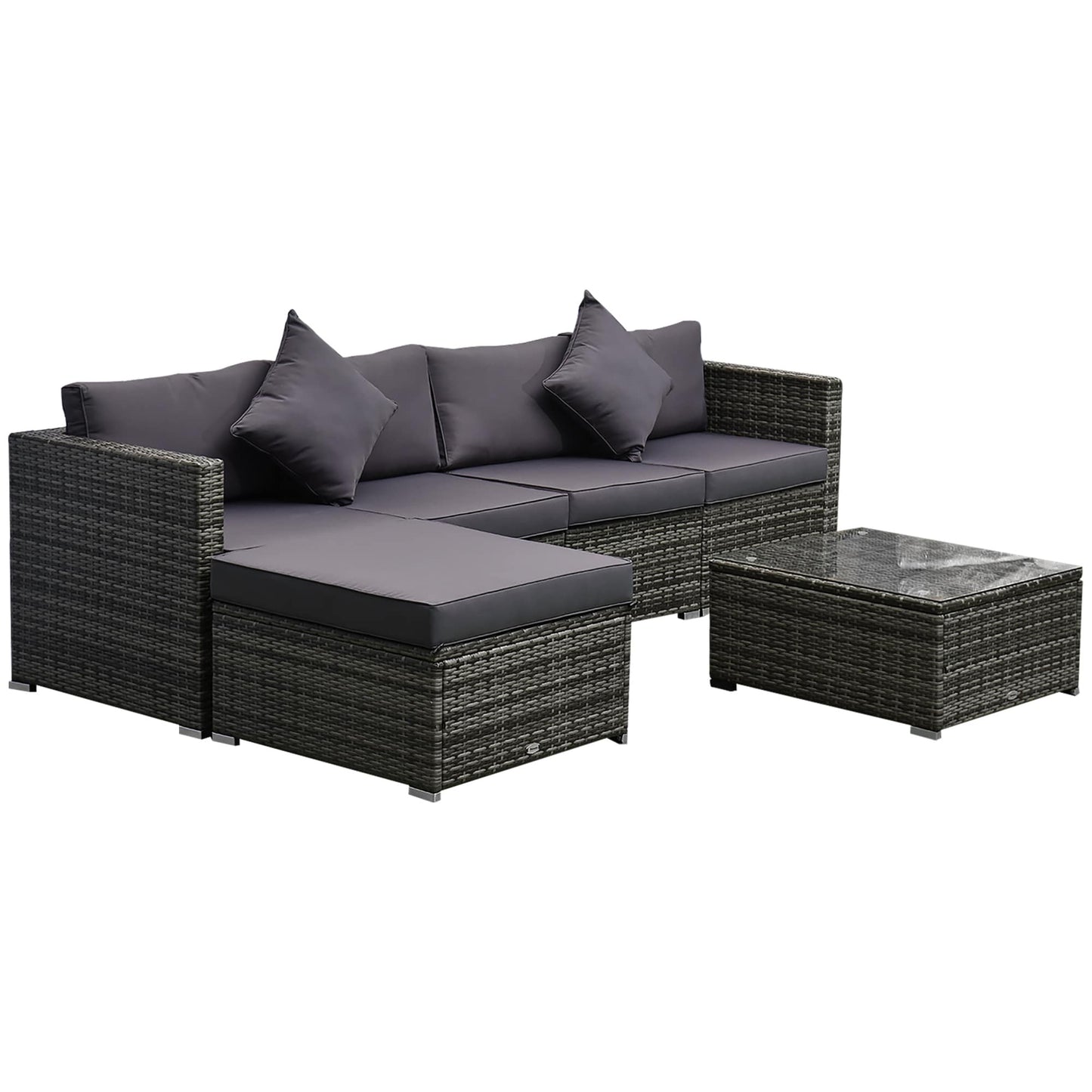 Ensemble de meubles de jardin Outsunny 6 pièces en rotin avec coussins en coton confortables et housses amovibles