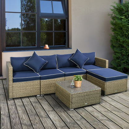 Ensemble de meubles de jardin Outsunny 6 pièces en rotin avec coussins en coton confortables et housses amovibles