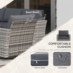 Ensemble de meubles de jardin Outsunny 6 pièces avec canapé trois places en rotin, fauteuils à bascule pivotants et repose-pieds