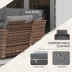 Ensemble de meubles de jardin Outsunny 6 pièces avec canapé trois places en rotin, fauteuils à bascule pivotants et repose-pieds