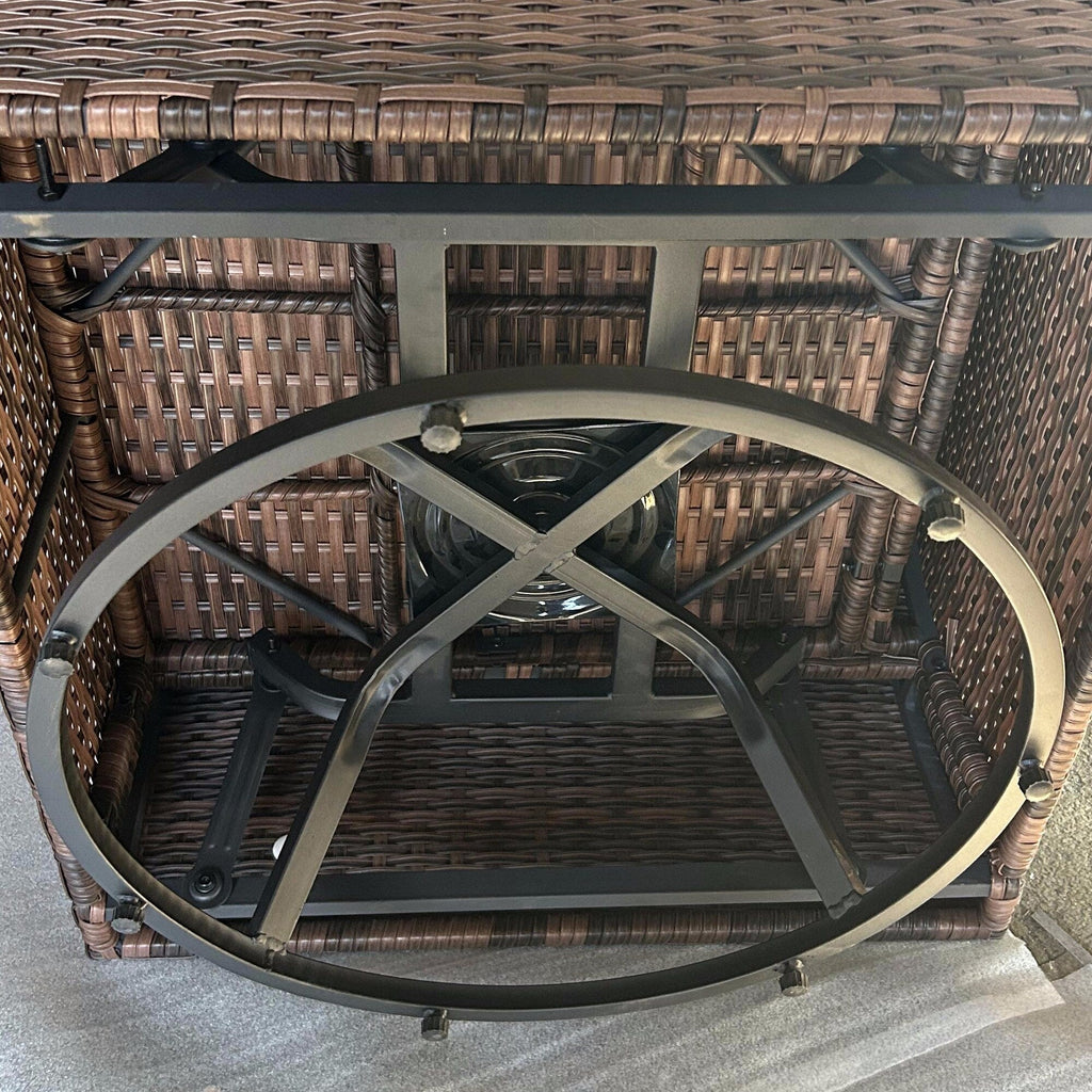 Ensemble de meubles de jardin Outsunny 6 pièces avec canapé trois places en rotin, fauteuils à bascule pivotants et repose-pieds