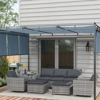 Ensemble de meubles de jardin Outsunny 6 pièces avec canapé trois places en rotin, fauteuils à bascule pivotants et repose-pieds