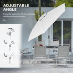 Ensemble de salle à manger de patio Outsunny 8 pièces avec table, parasol, 6 chaises pliantes et table à manger rectangulaire, ensemble de meubles de patio extérieur