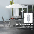Ensemble de salle à manger de patio Outsunny 8 pièces avec table, parasol, 6 chaises pliantes et table à manger rectangulaire, ensemble de meubles de patio extérieur