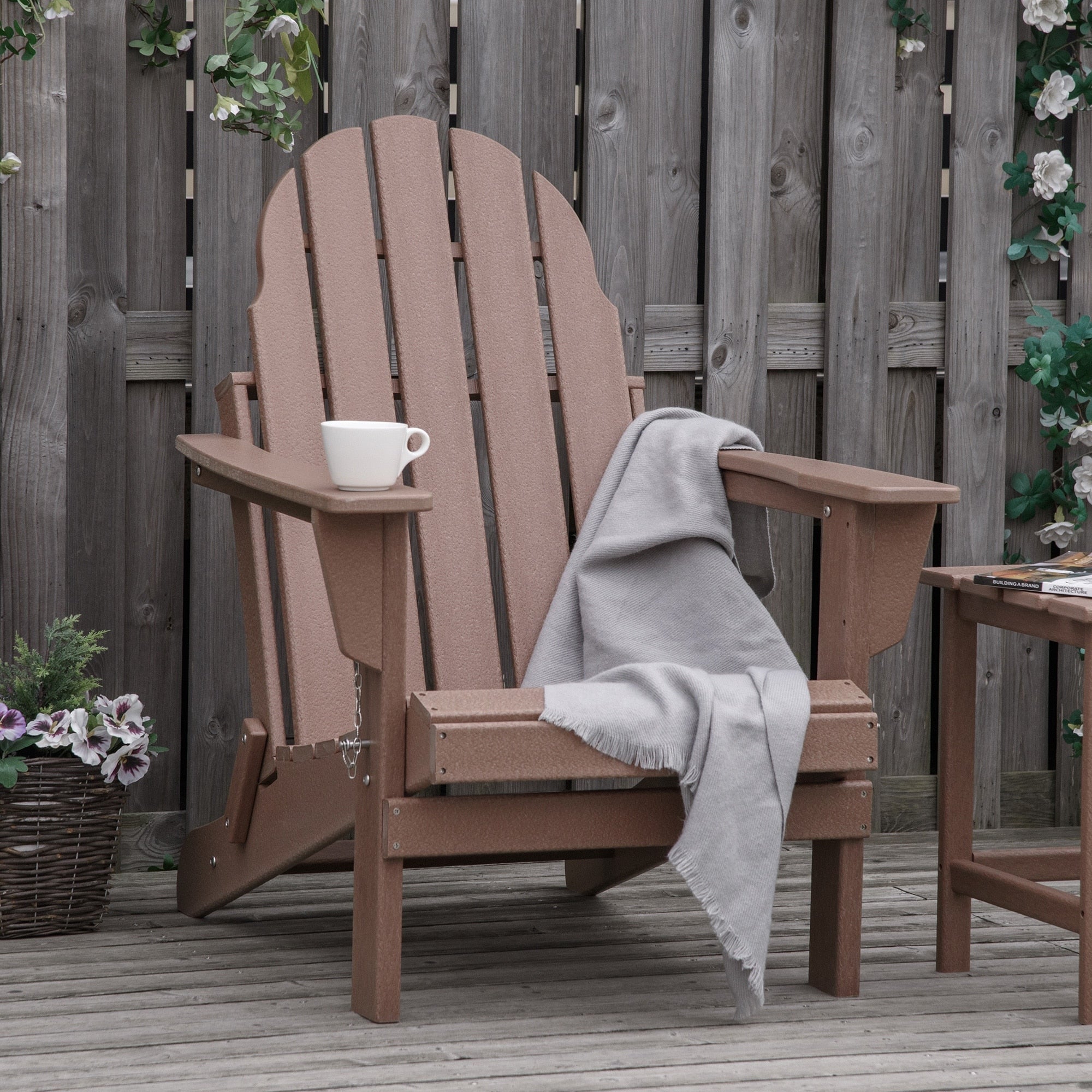 Chaise pliante Adirondack Outsunny, chaises de plage pliantes en plastique PEHD pour terrasse et jardin