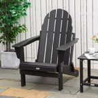 Outsunny Folding Adirondack Chair, HDPE Outdoor All Weather Plastic Lounge Beach Chairs for Patio Deck and Lawn Furniture