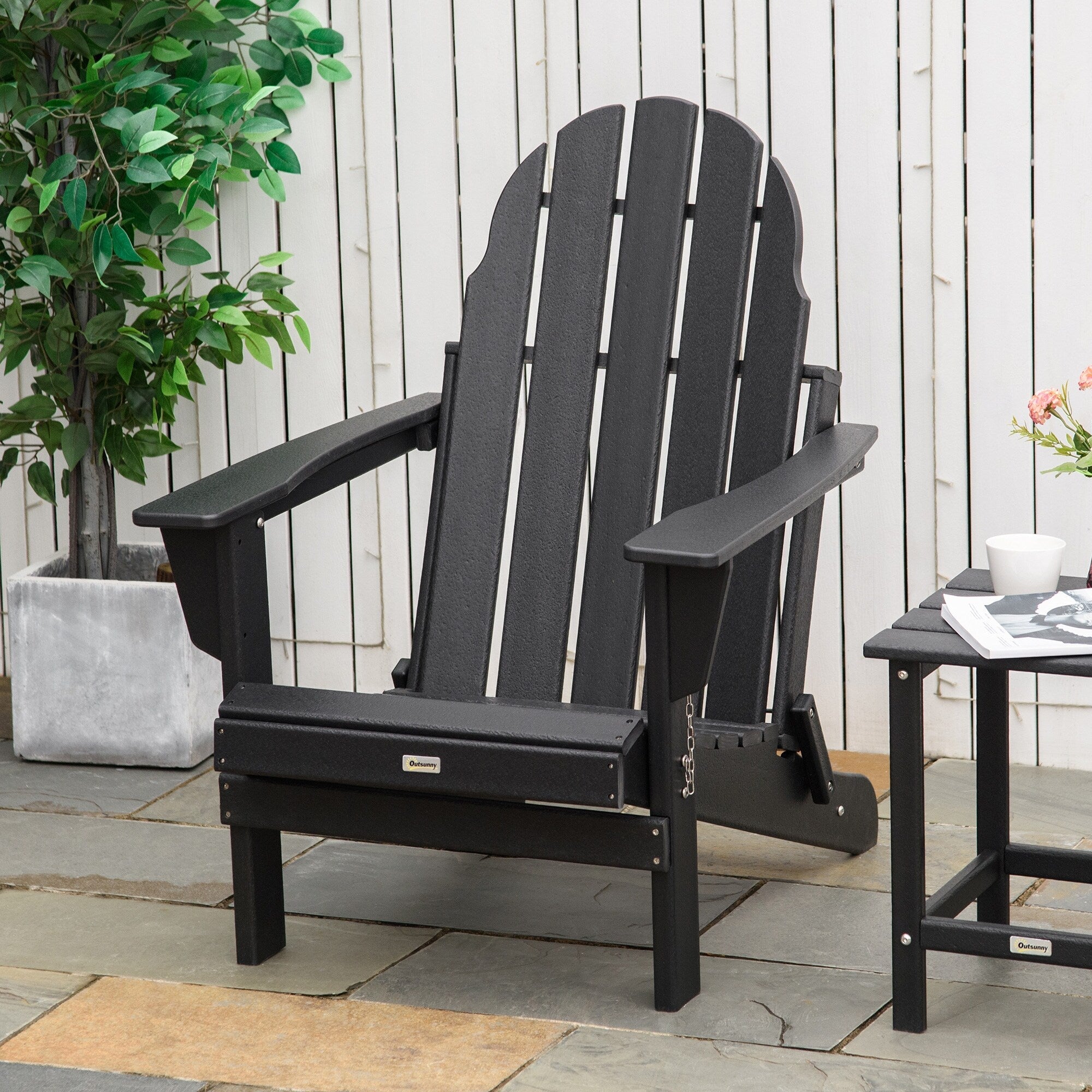 Chaise pliante Adirondack Outsunny, chaises de plage pliantes en plastique PEHD pour terrasse et jardin