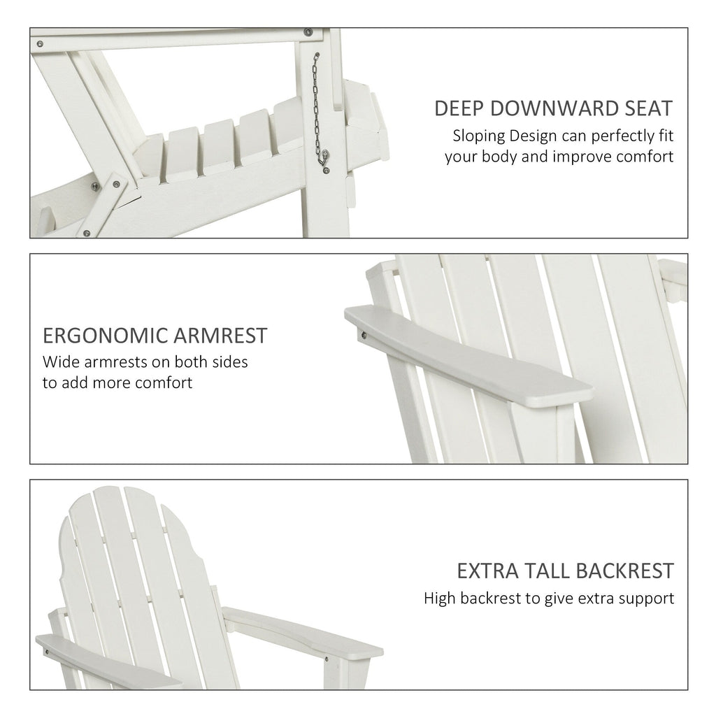 Outsunny Folding Adirondack Chair, HDPE Outdoor All Weather Plastic Lounge Beach Chairs for Patio Deck and Lawn Furniture