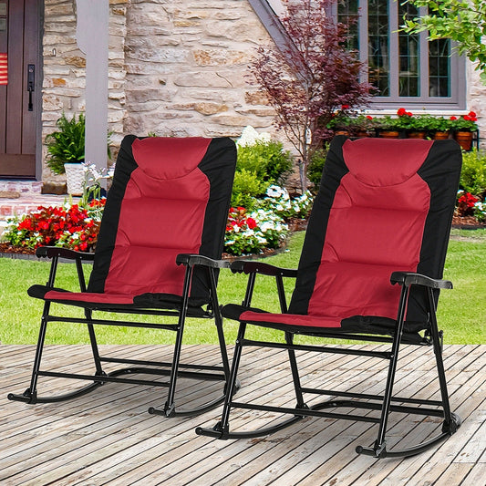 Ensemble de chaises à bascule pliantes Outsunny avec siège et dossier rembourrés et oreiller