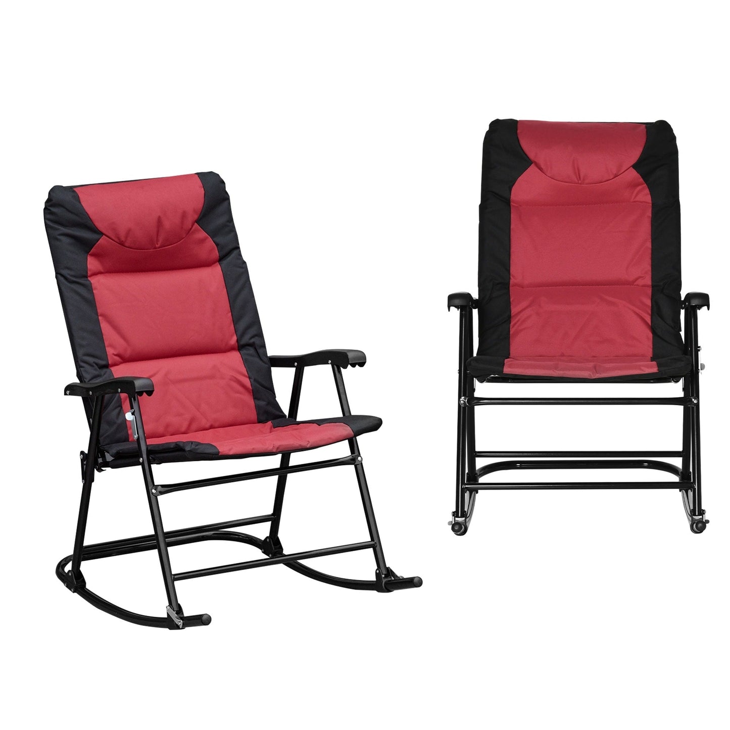 Ensemble de chaises à bascule pliantes Outsunny avec siège et dossier rembourrés et oreiller