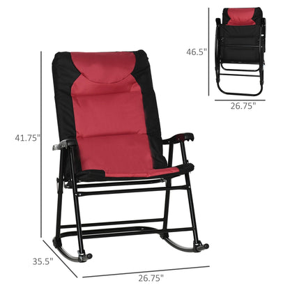 Ensemble de chaises à bascule pliantes Outsunny avec siège et dossier rembourrés et oreiller