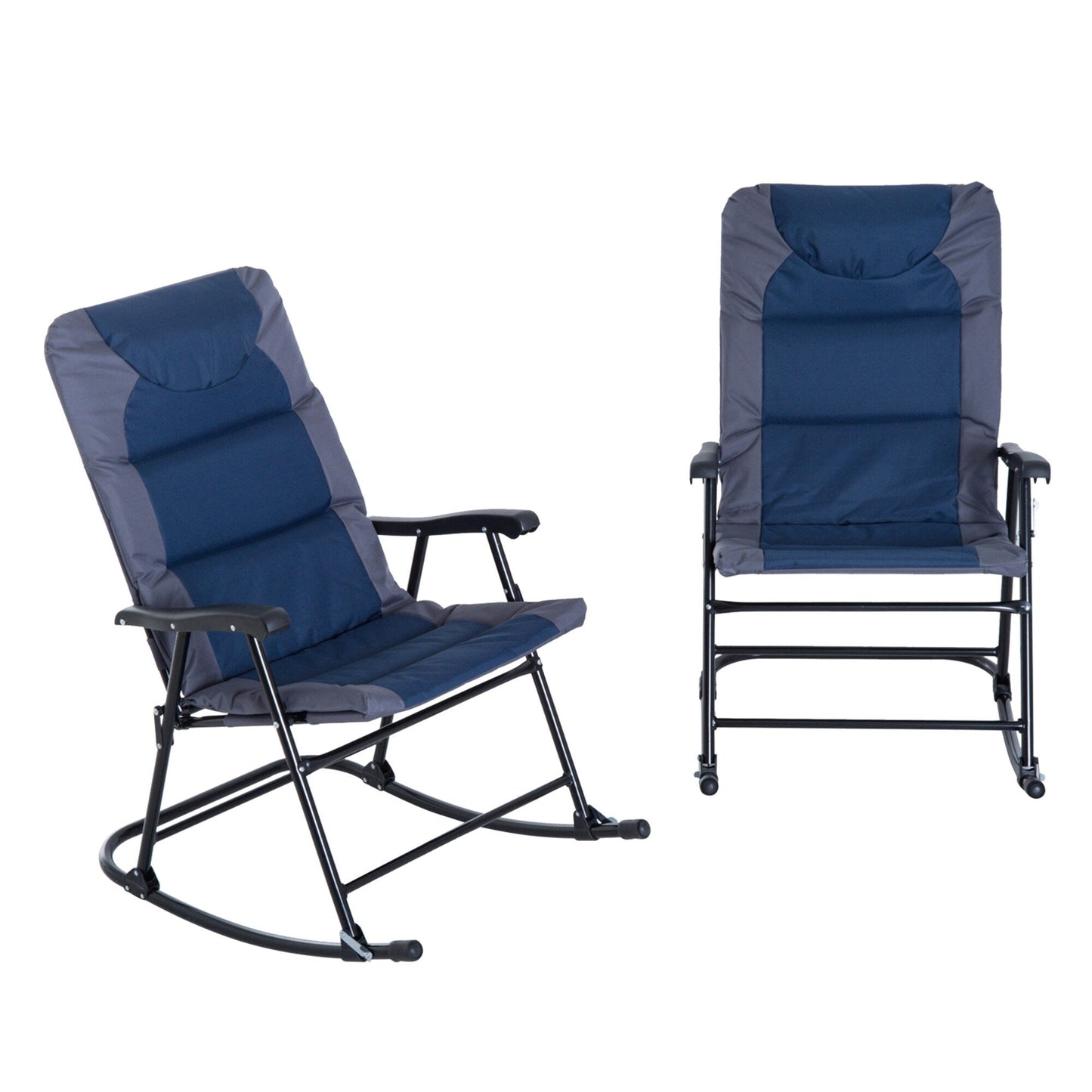 Ensemble de chaises à bascule pliantes Outsunny avec siège et dossier rembourrés et oreiller