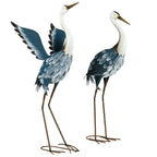 Statues de jardin Outsunny Heron, sculptures d'oiseaux debout de 29 et 27,5 pouces, décoration de jardin en métal pour pelouse, terrasse et arrière-cour