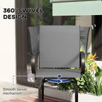 Lot de 2 tabourets de bar d'extérieur Outsunny avec accoudoirs, pivotants à 360°, hauteur bar, tissu maille haute densité, acier
