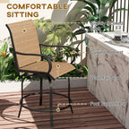 Lot de 2 tabourets de bar d'extérieur Outsunny avec accoudoirs, pivotants à 360°, hauteur bar, tissu maille haute densité, acier