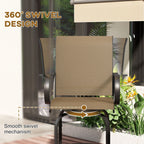 Lot de 2 tabourets de bar d'extérieur Outsunny avec accoudoirs, pivotants à 360°, hauteur bar, tissu maille haute densité, acier
