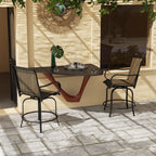Lot de 2 tabourets de bar d'extérieur Outsunny avec accoudoirs, pivotants à 360°, hauteur bar, tissu maille haute densité, acier