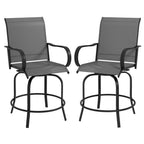 Lot de 2 tabourets de bar d'extérieur Outsunny avec accoudoirs, pivotants à 360°, hauteur bar, tissu maille haute densité, acier
