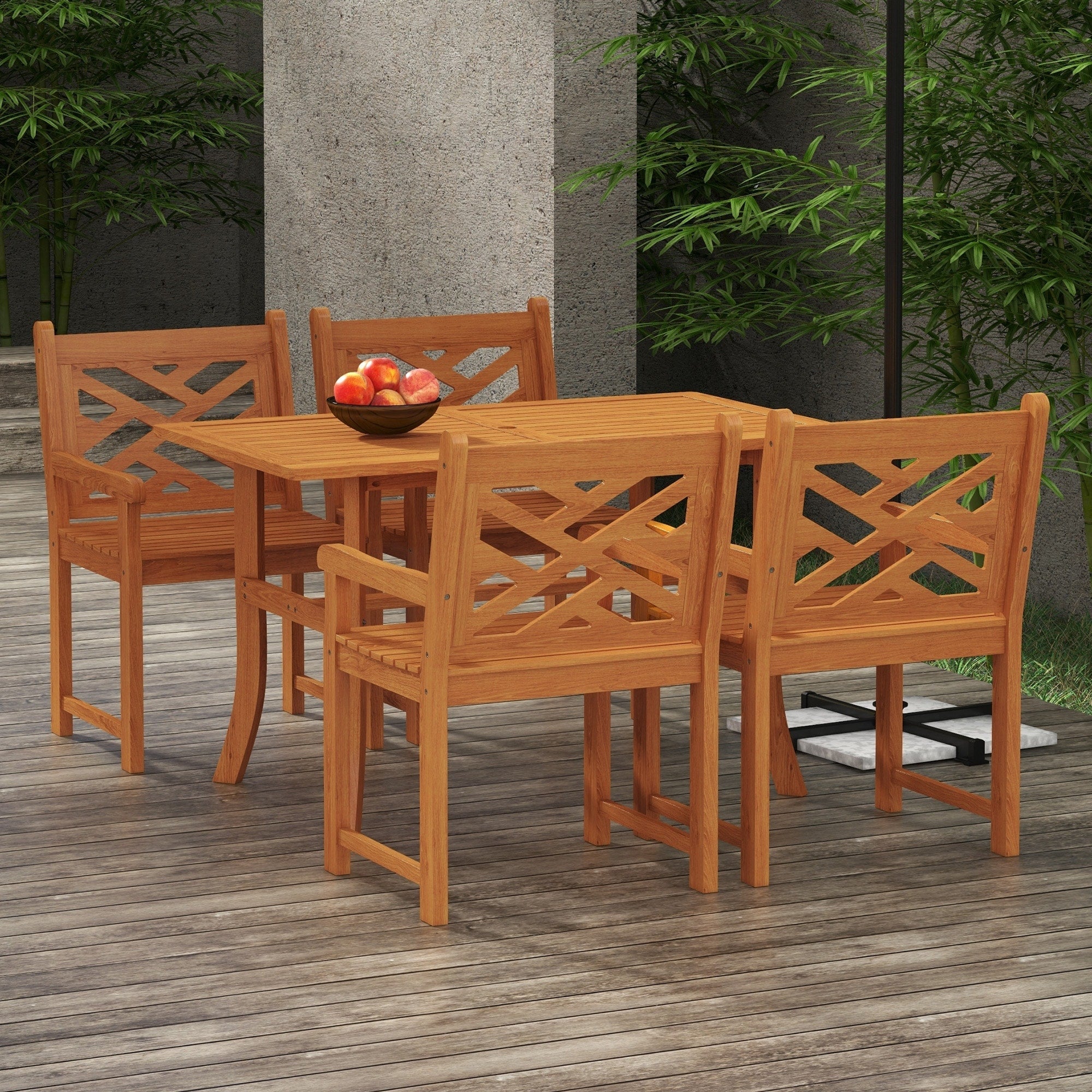 Ensemble de salle à manger d'extérieur Outsunny, table et chaises en bois 4 places pour jardin, véranda, jardin et bord de piscine