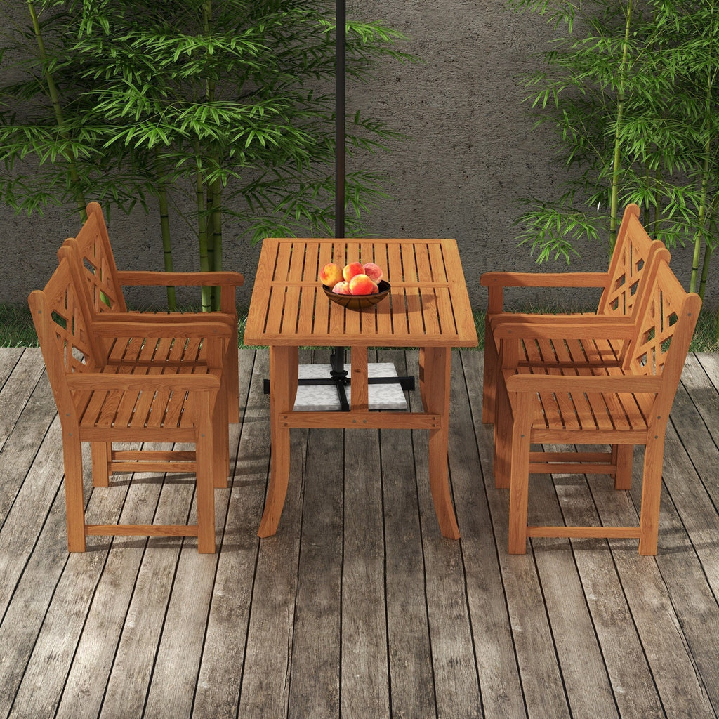 Ensemble de salle à manger d'extérieur Outsunny, table et chaises en bois 4 places pour jardin, véranda, jardin et bord de piscine
