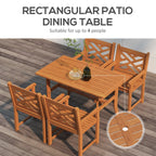 Ensemble de salle à manger d'extérieur Outsunny, table et chaises en bois 4 places pour jardin, véranda, jardin et bord de piscine