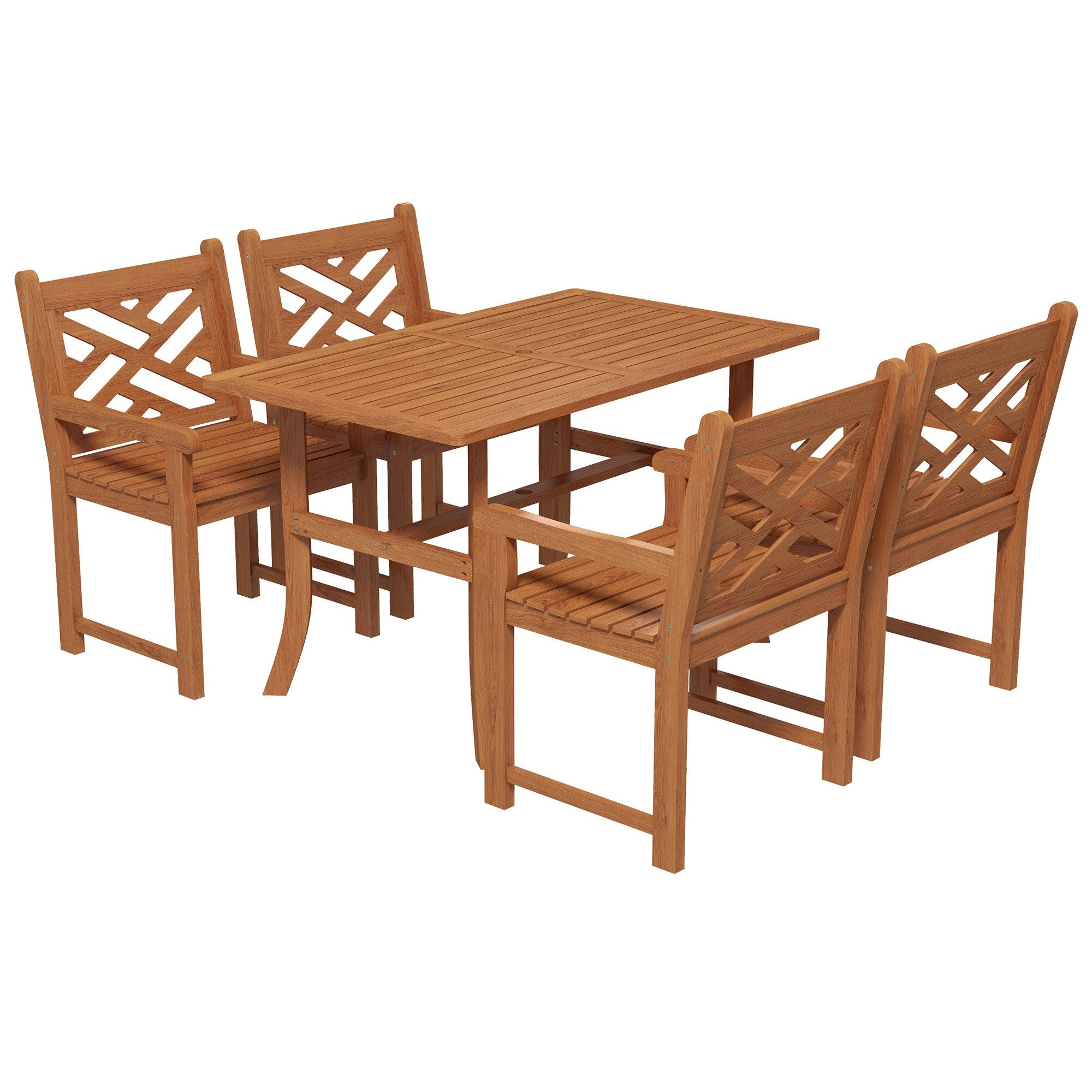 Ensemble de salle à manger d'extérieur Outsunny, table et chaises en bois 4 places pour jardin, véranda, jardin et bord de piscine