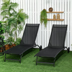 Ensemble de 2 chaises longues de patio Outsunny, fauteuil inclinable d'extérieur 2 pièces avec roulettes, dossier réglable sur 5 niveaux