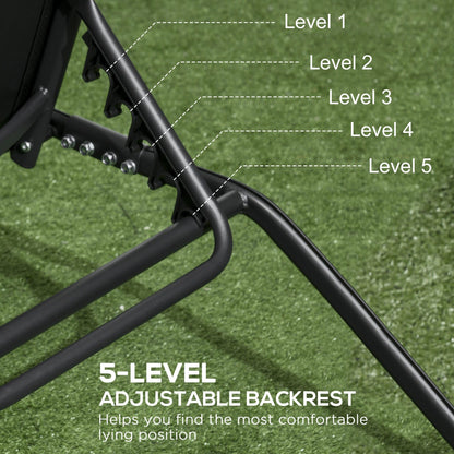 Ensemble de 2 chaises longues de patio Outsunny, fauteuil inclinable d'extérieur 2 pièces avec roulettes, dossier réglable sur 5 niveaux