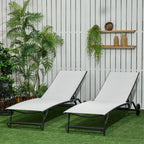 Ensemble de 2 chaises longues de patio Outsunny, fauteuil inclinable d'extérieur 2 pièces avec roulettes, dossier réglable sur 5 niveaux