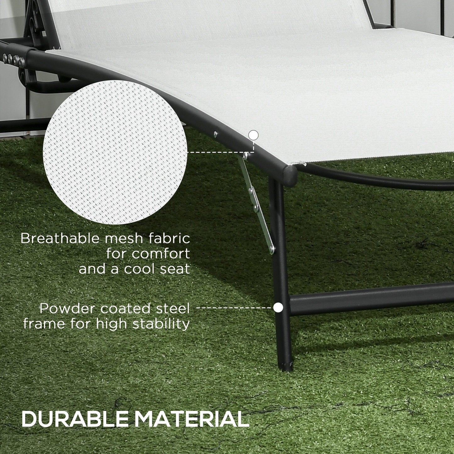 Ensemble de 2 chaises longues de patio Outsunny, fauteuil inclinable d'extérieur 2 pièces avec roulettes, dossier réglable sur 5 niveaux