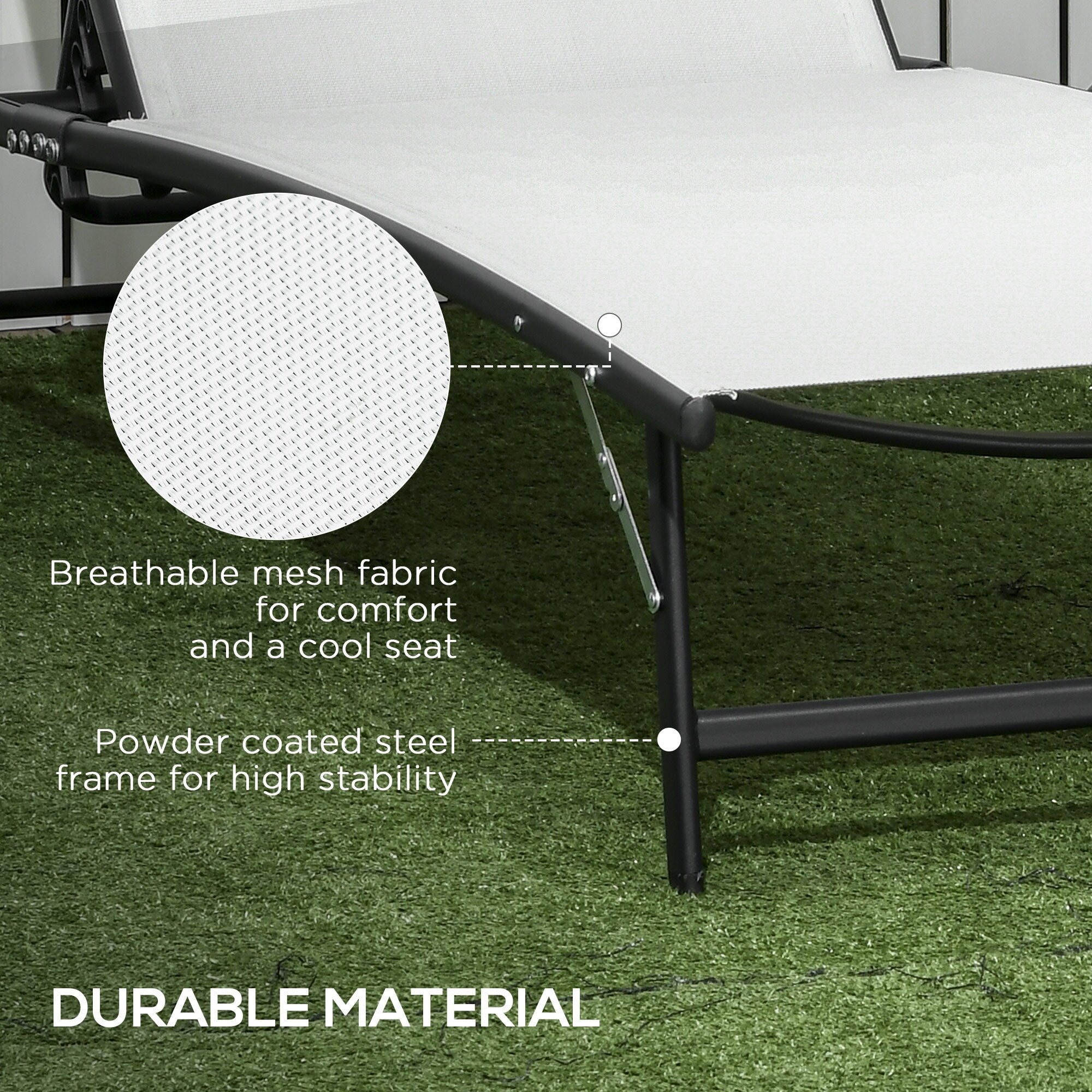 Ensemble de 2 chaises longues de patio Outsunny, fauteuil inclinable d'extérieur 2 pièces avec roulettes, dossier réglable sur 5 niveaux