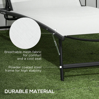 Ensemble de 2 chaises longues de patio Outsunny, fauteuil inclinable d'extérieur 2 pièces avec roulettes, dossier réglable sur 5 niveaux