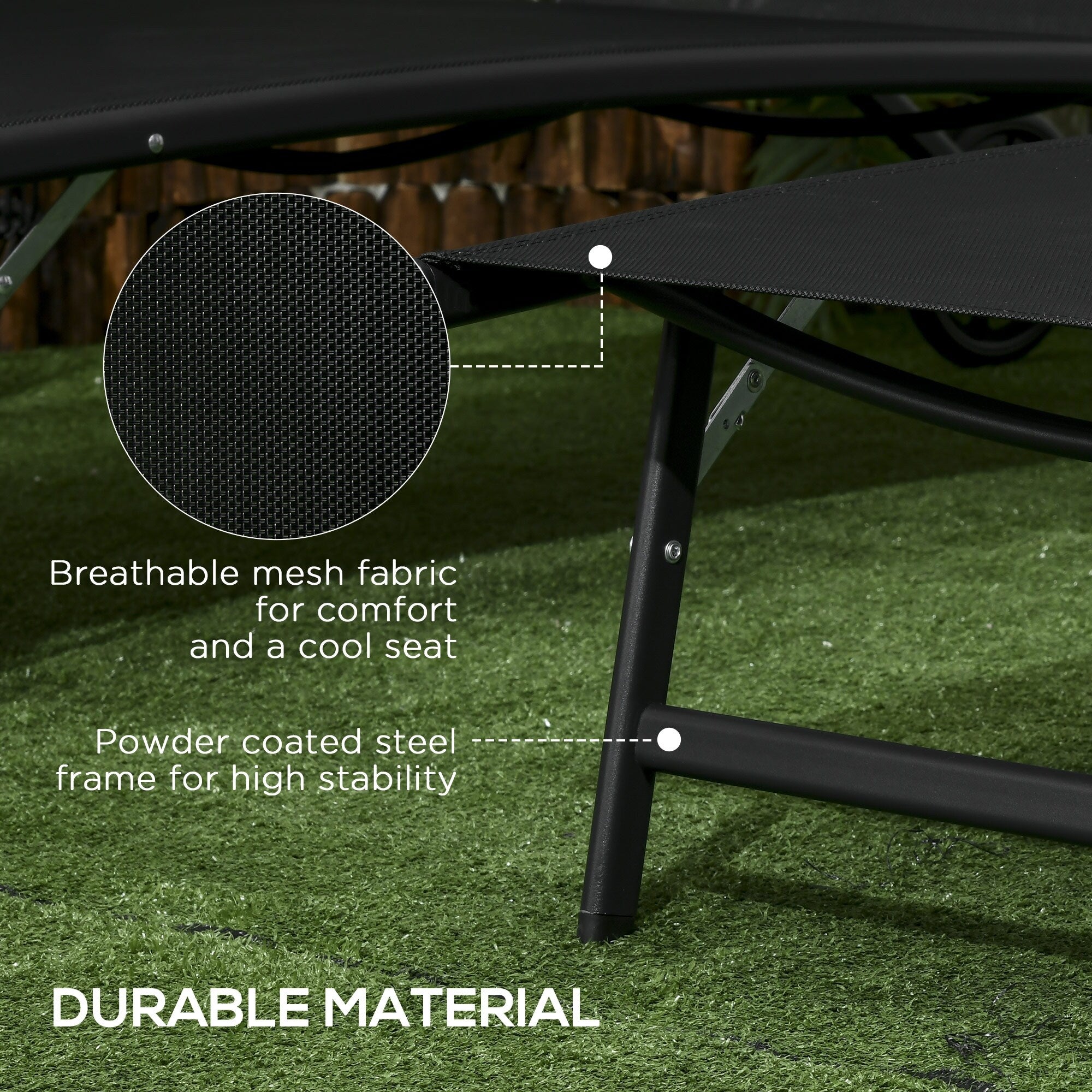 Ensemble de 2 chaises longues de patio Outsunny, fauteuil inclinable d'extérieur 2 pièces avec roulettes, dossier réglable sur 5 niveaux